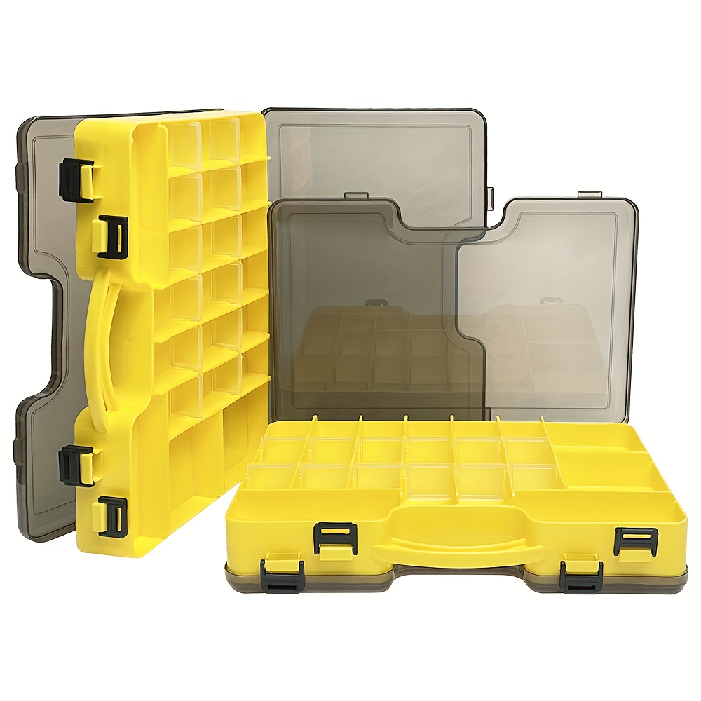 Yellow Tool Storage Box With Clear Lid Bifacial Parts - Temu