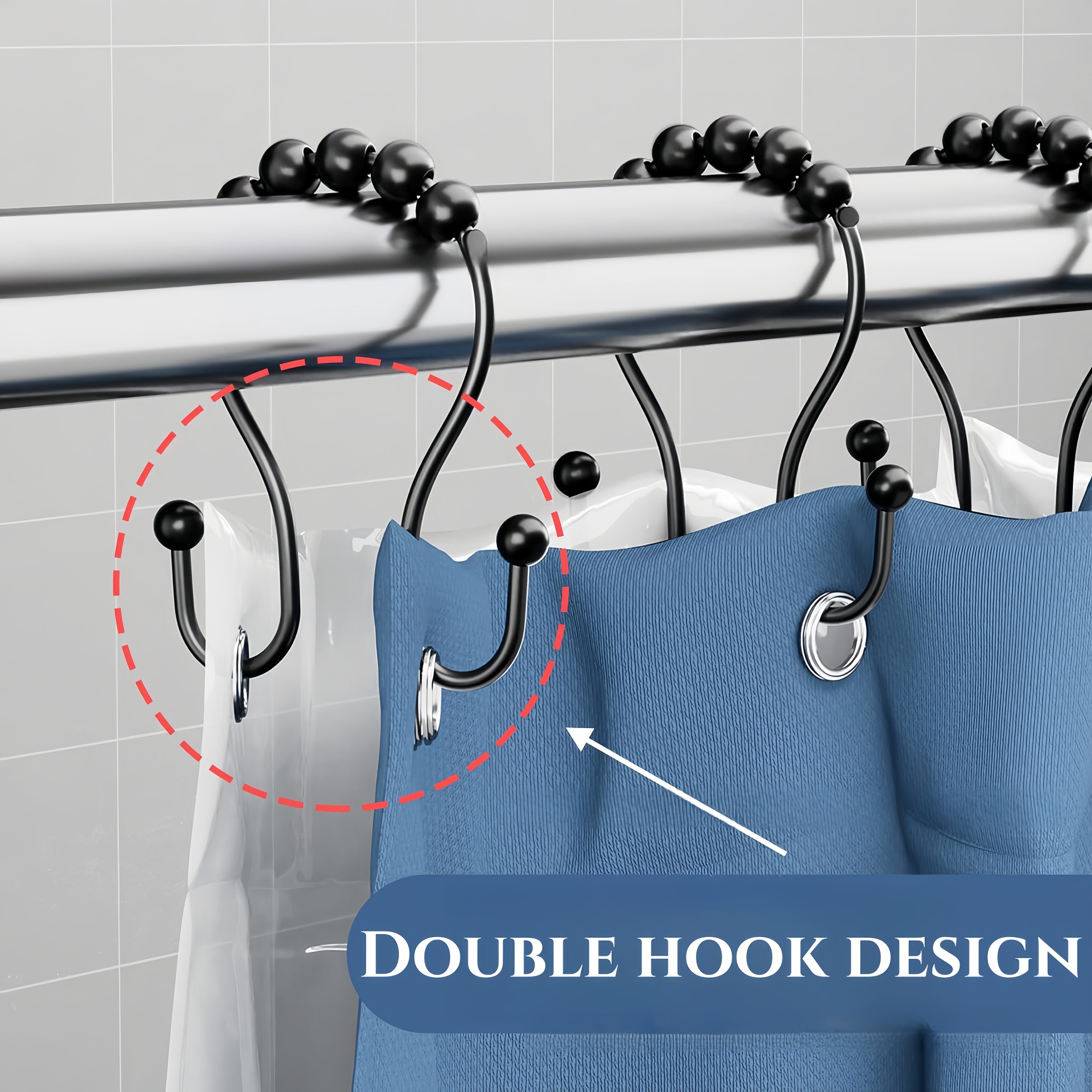 Shower Curtain Hooks Shower Curtain Rings Rust Proof Metal - Temu