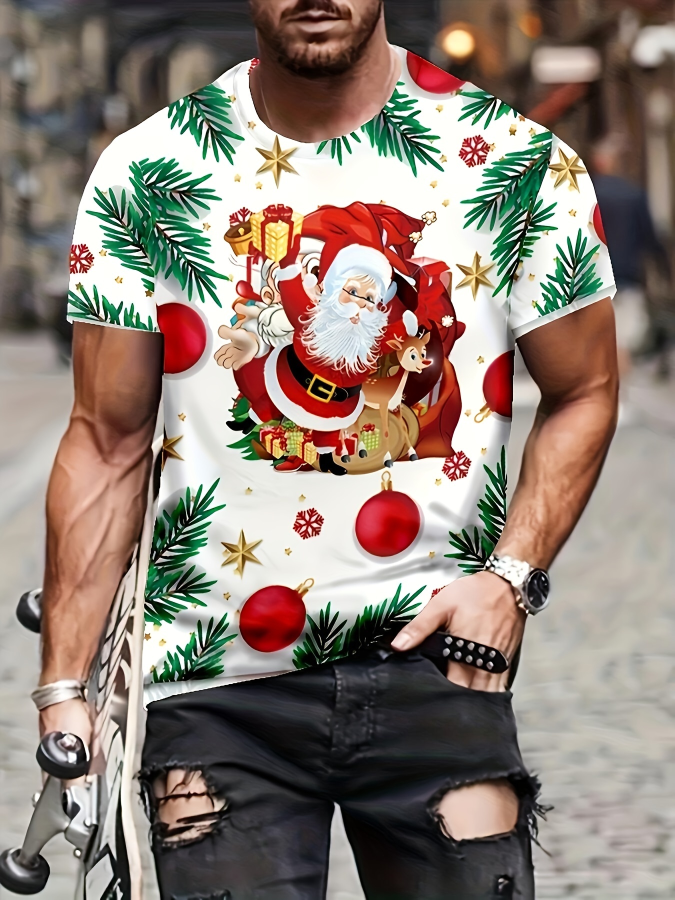 Mens Jacked Frost Tshirt Funny Christmas Party Winter Novelty Graphic Tee  for Men Crazy Dog Men's Novelty T-Shirts for Christmas Holiday for Exercise  Soft Comfortable Funny T Sh Heather Royal S 