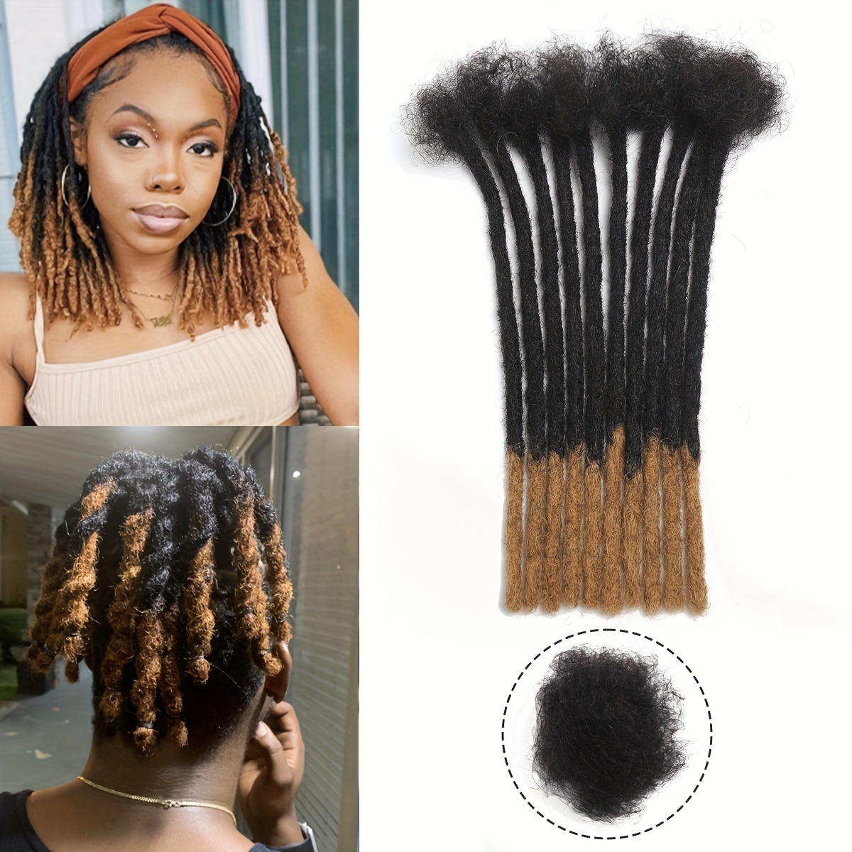 20” Human Hair Dreadlock Extensions 4C Instant Permanent Locs Extensions  Small Afro Dreads – QVR Hair