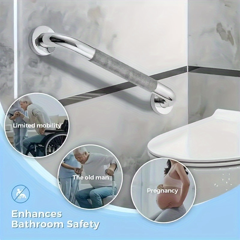  XOM - Asidero de acero inoxidable para baño, antideslizante,  para montar en la pared, sin barreras : Salud y Hogar