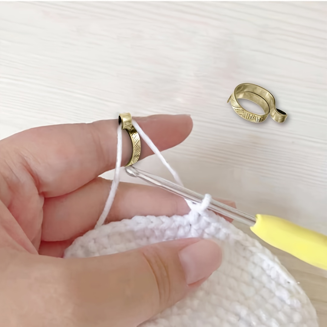 Knitting Crochet Loop Ring for Fingers, Adjustable Crochet Tension