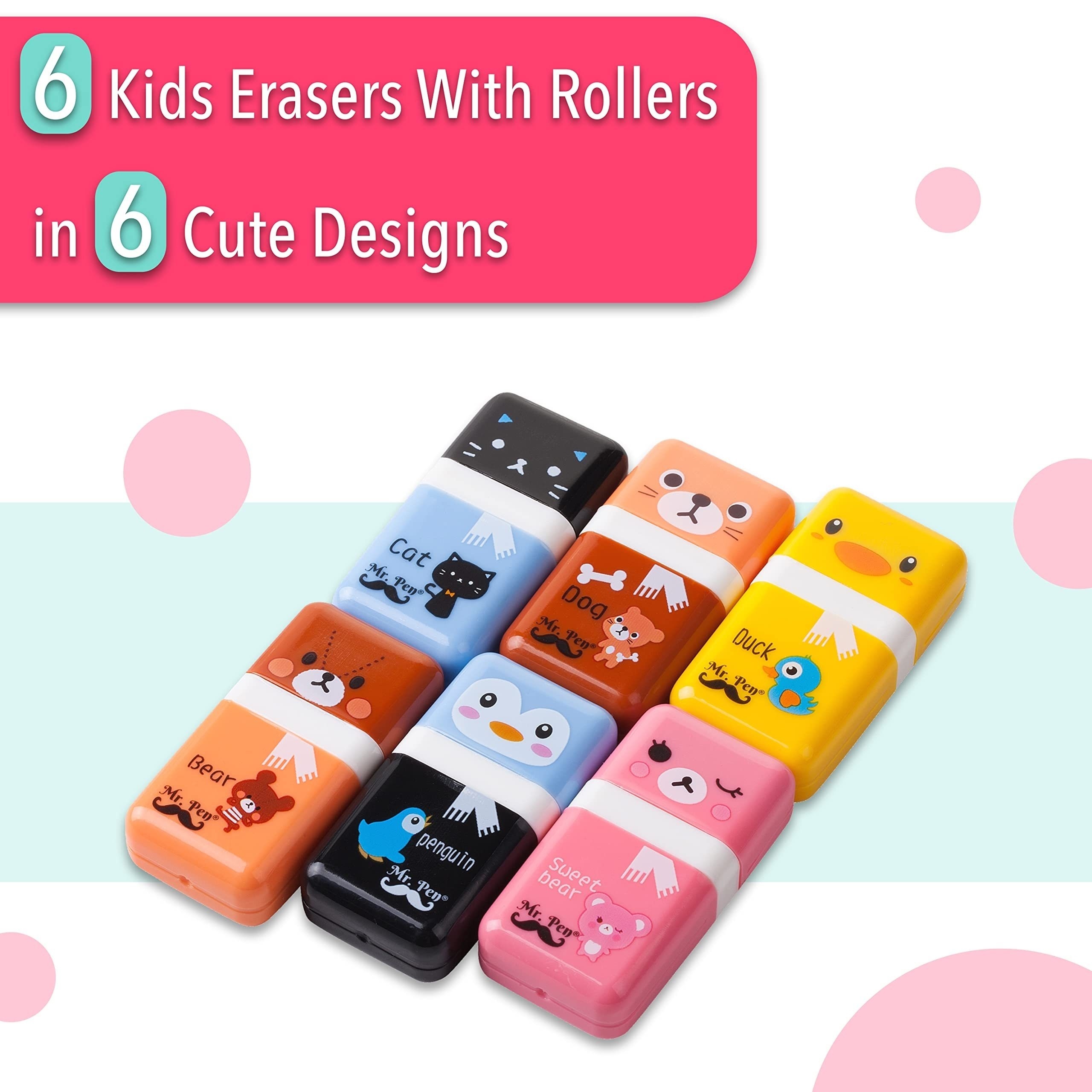 Mr. Pen- Eraser Pen, Erasers, Pack of 6, Pencil Eraser, Mechanical Eraser, Pen  Eraser, Erasers for Kids 