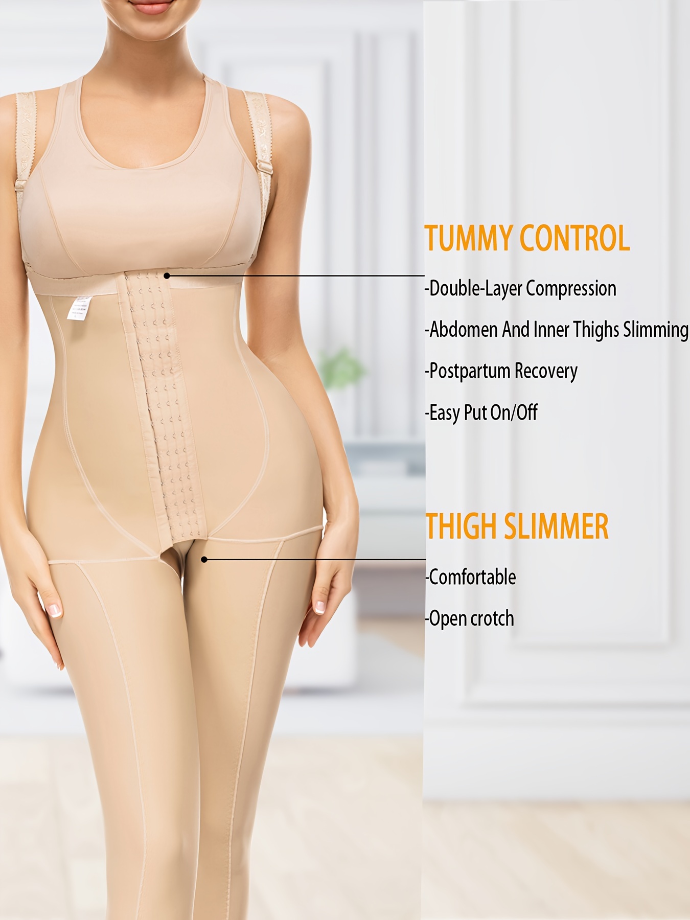 Tummy Control Waist Shaping Thigh Jumpsuit Waist Shapewear - Temu Canada