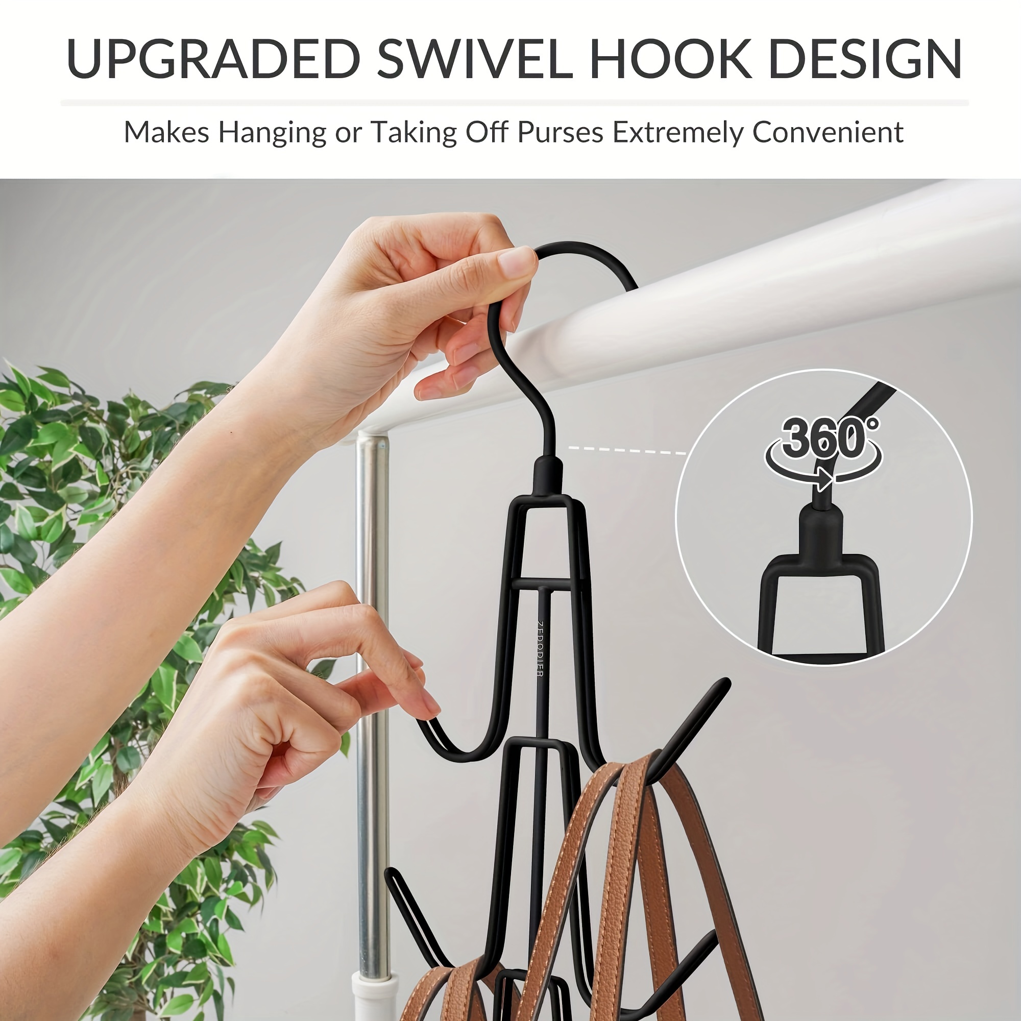 Purse Hanger for Closet, S Hooks for Hanging Twisted Purse Hooks Heavy Duty S Hooks Handbag Hanger Organizer Space Saving Closet Rod Hooks for Clothes