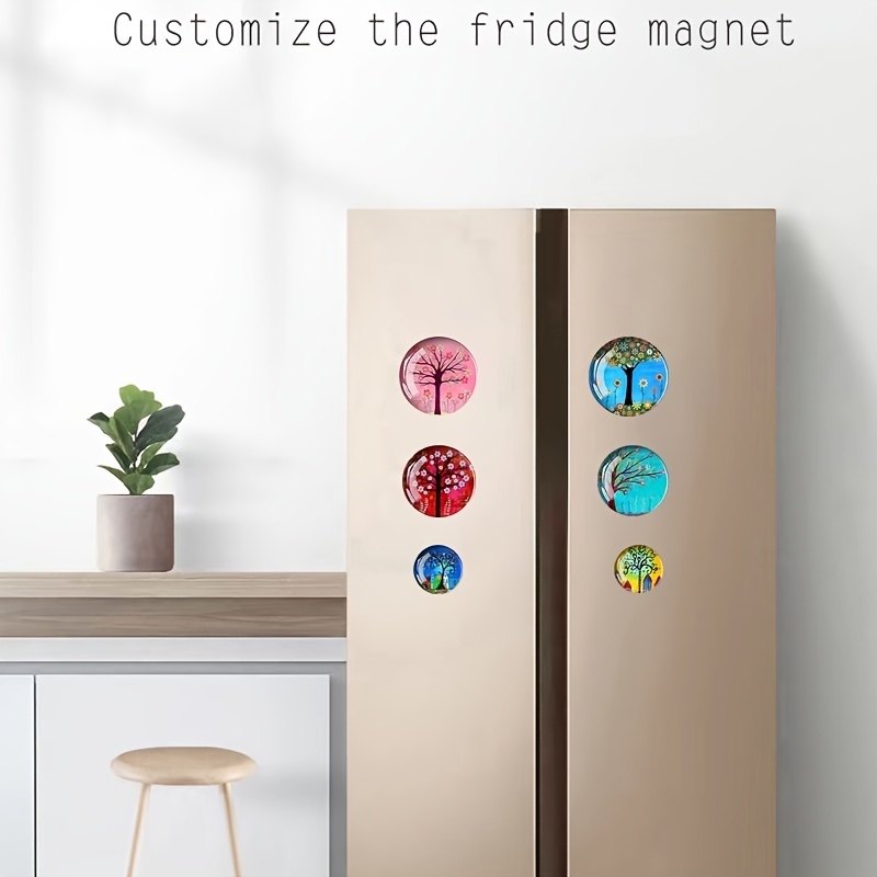 12Pcs Glass Fridge Decorative Magnets - Tree of Life Refrigerator Glass  Magnets for Office Whiteboard and Household Cabinet Decoration, Strong