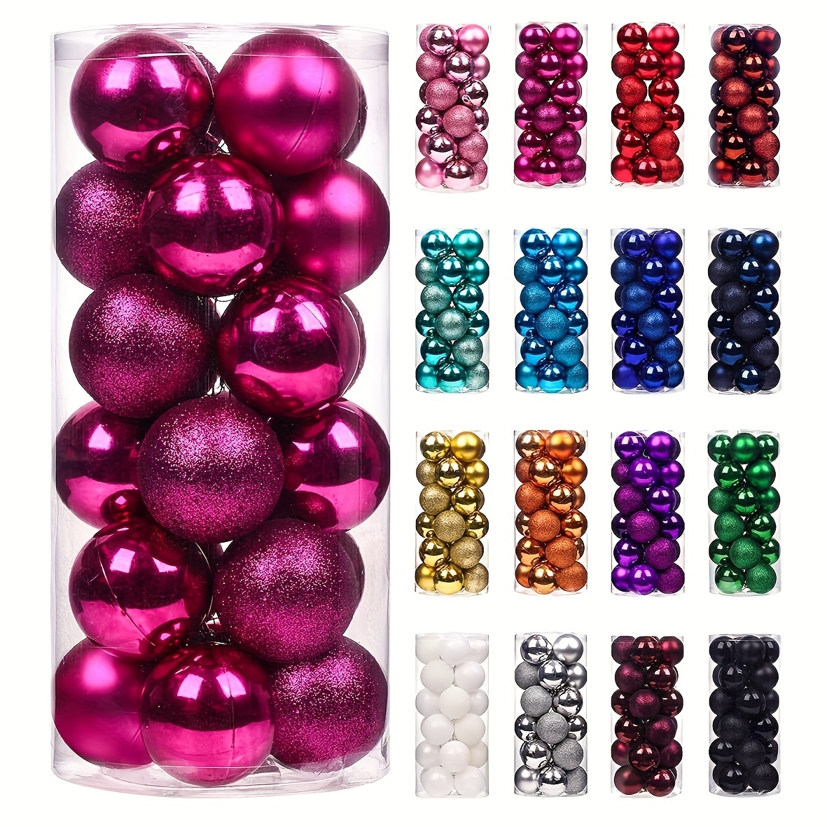 24 Mini Purple Christmas Tree Baubles Tree Decoration Ornament Glitter  Gloss 3cm