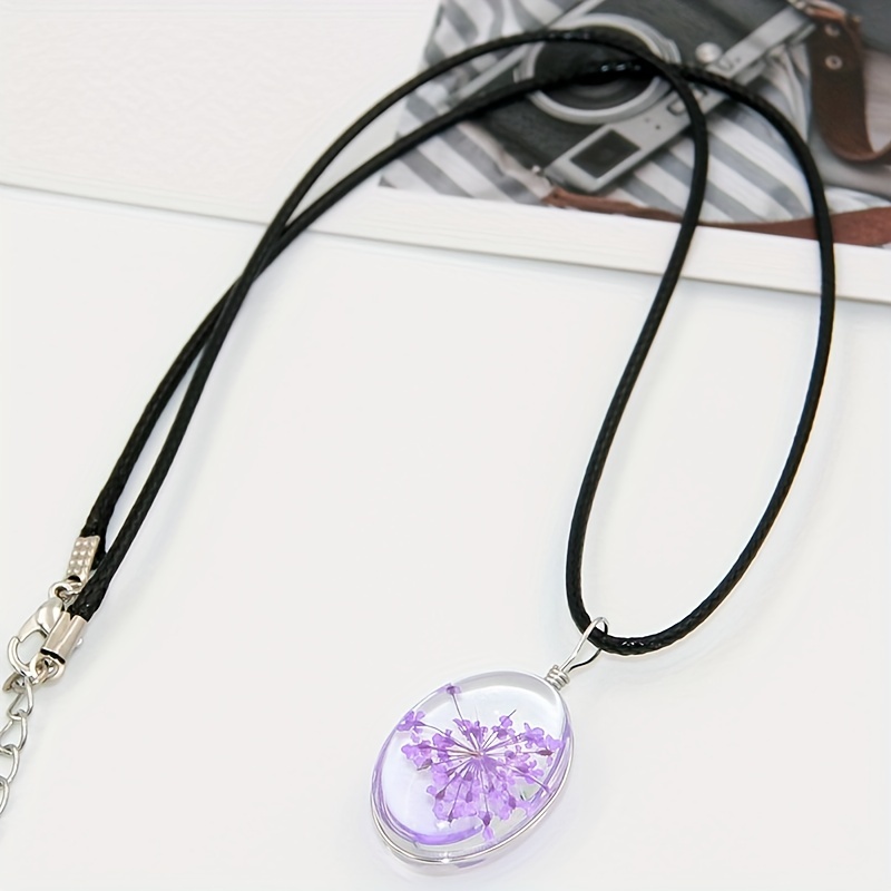 Natural Dried Flower Life Tree Pendant Necklaces for Women