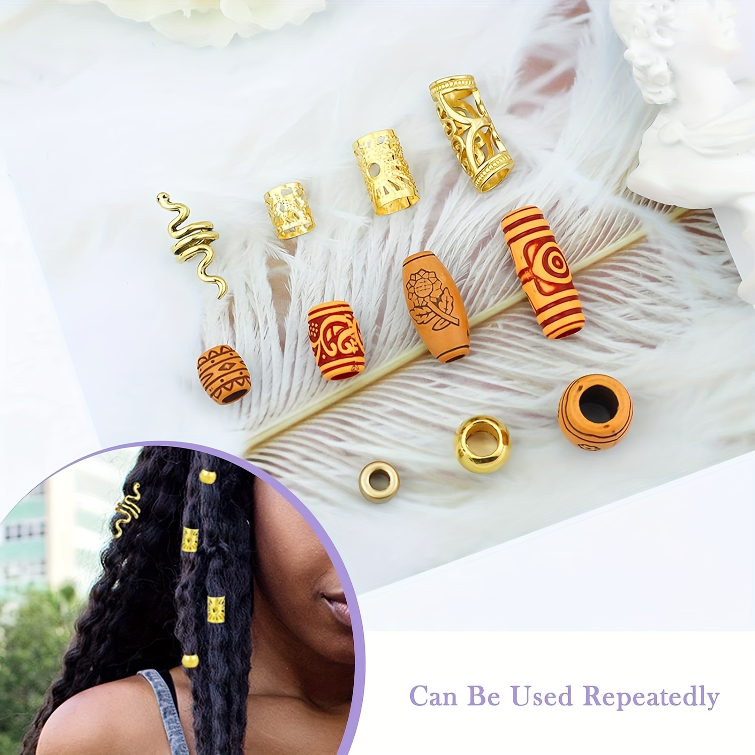 Stylish Dreadlocks Beads And Clips For Hair Braiding And - Temu