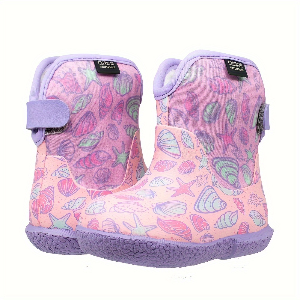 Kids Girls Boys Rain Boots, Cartoon Shell Pattern Non-slip Wear-resistant  Rubber Rain Shoes For Outdoor Working Fishing