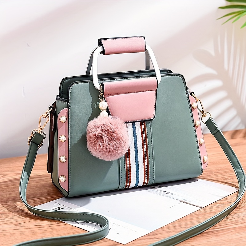 2024 Spring/summer New Korean Multi-functional Women's Handheld And Shoulder Bag With Fashionable Rivets And Contrast For Use
