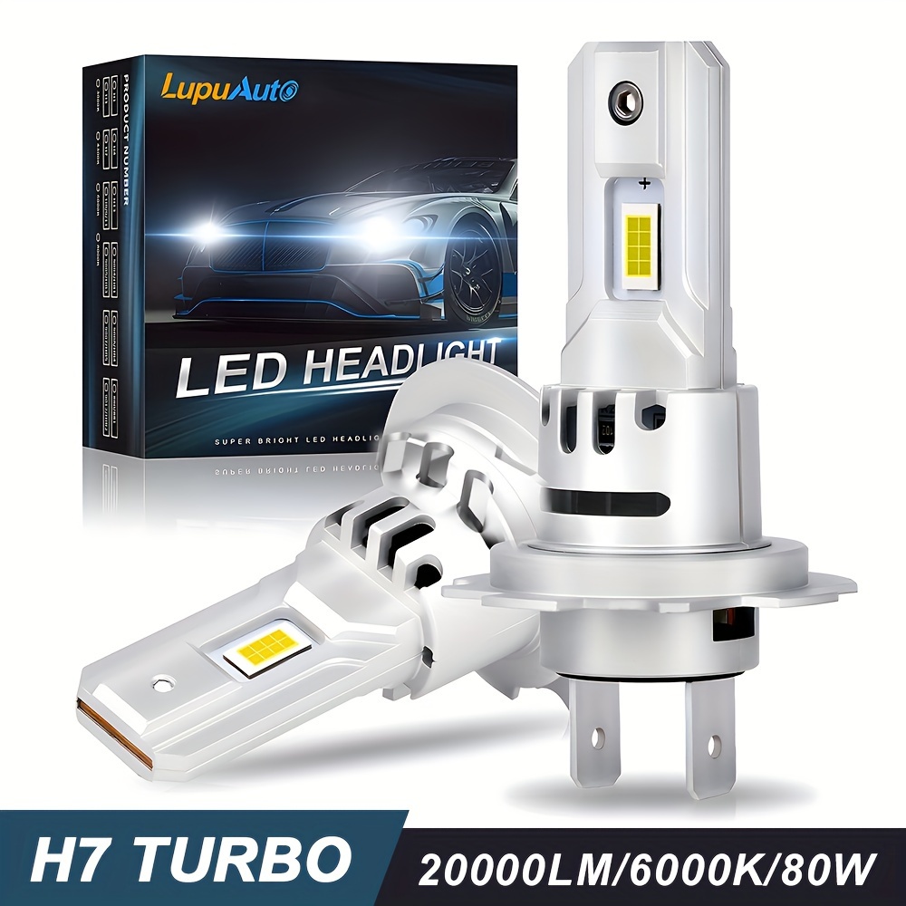 

2pcs H7 Led Lights 1:1 Mini Size Head Lamp Wireless 20000lm Csp Chips H7 Car Led Headlight Bulb 300% Brightness 6000k White 2023 New Model With Fan