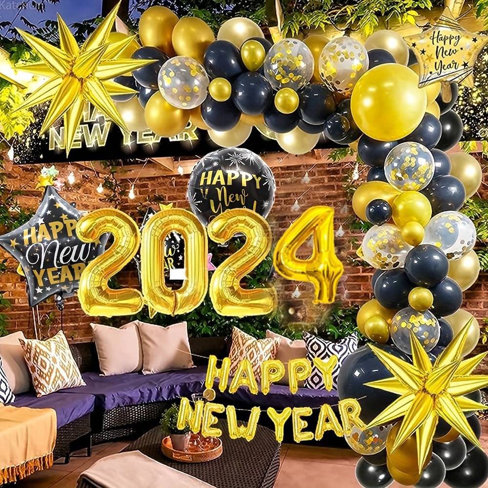 2024 New Year Decoration 2024 Number Balloon Happy New Year - Temu
