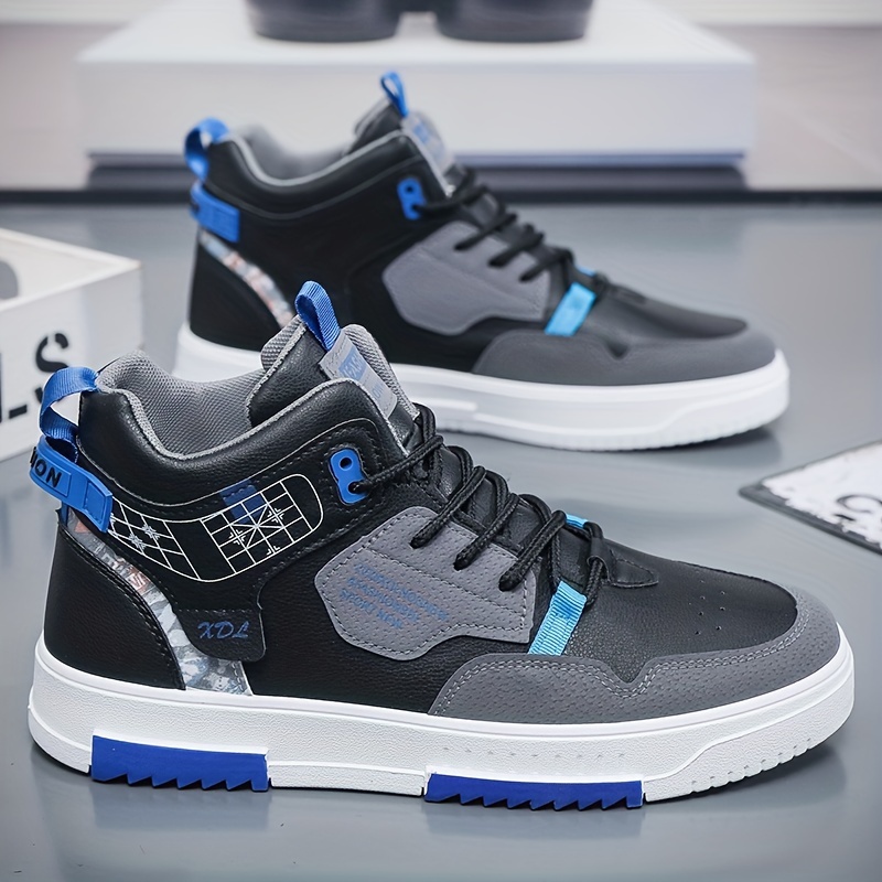 Men's High Top Skate Shoes With Good Grip, Breathable Lace-up Sneakers, Men's  Footwear - Temu