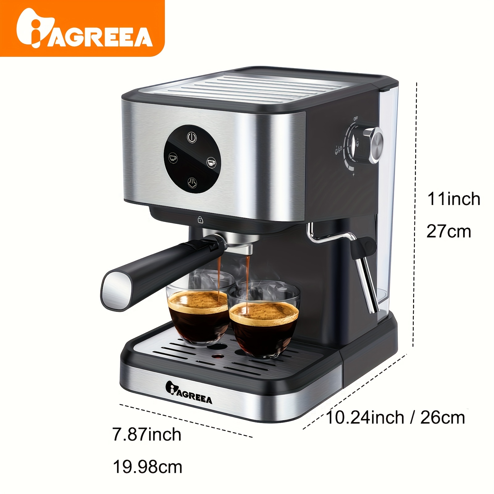 IAGREEA エスプレッソマシン コーヒーマシン 20Bar 1.5L/50oz 
