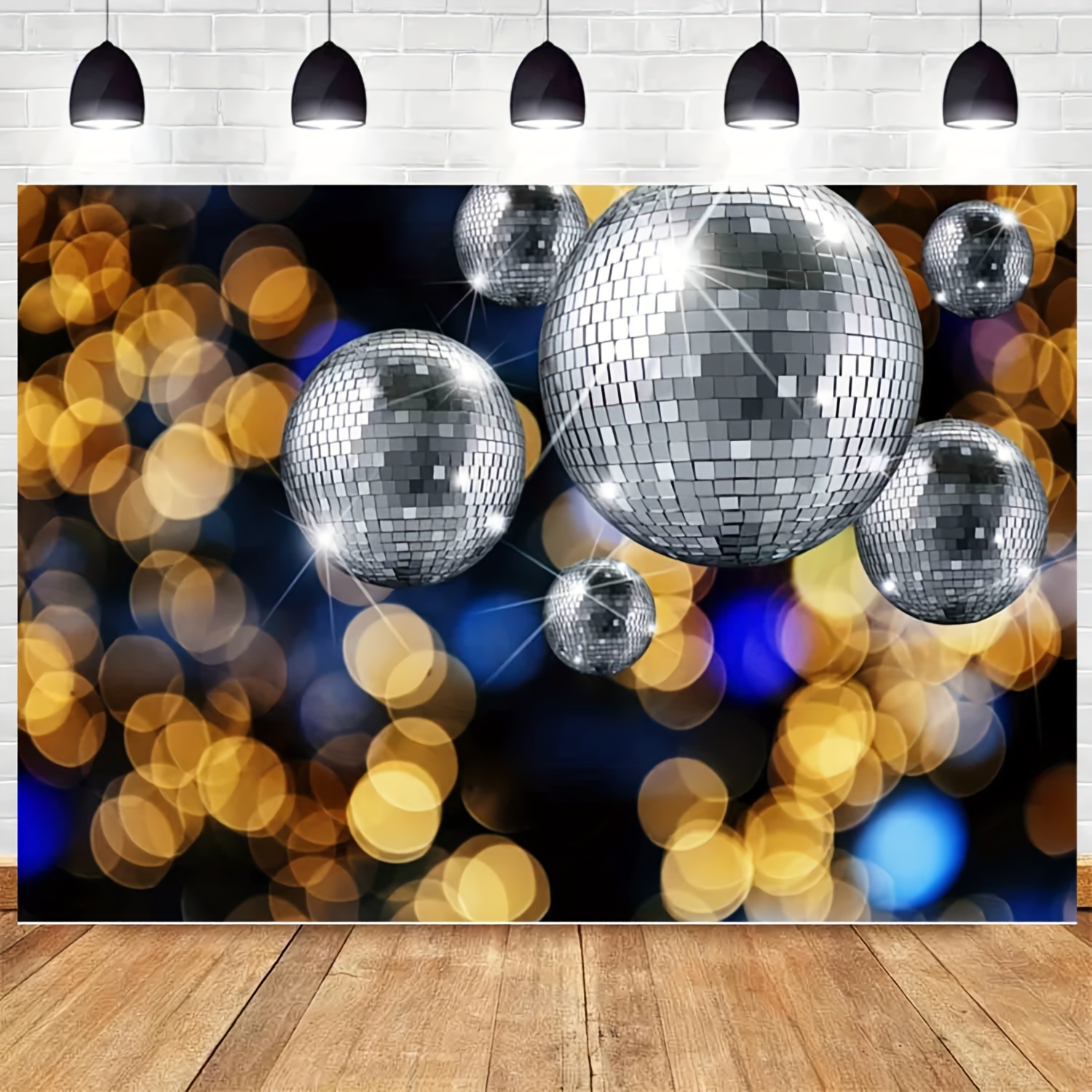 Toile de fond pour fête d'anniversaire disco rétro des années 70 -  Décoration pour fêtes - Néon brillant - Danseuse - Pour photographie -  Bannière