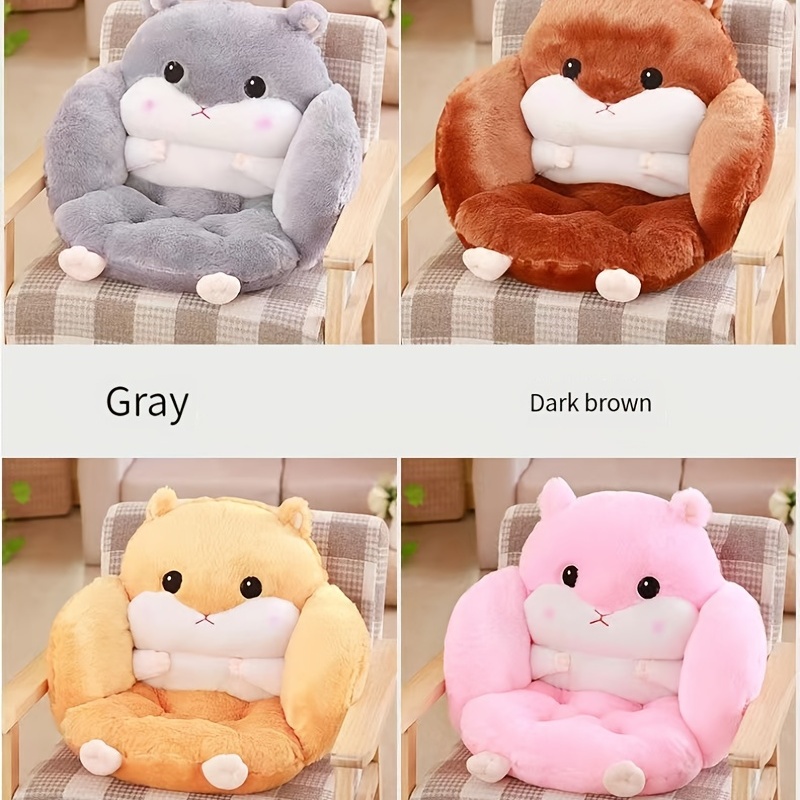 Cute Seat Cushion Hamster Shape Lazy Sofa, Cozy Warm Skin-friendly Plush  Office Chair Pads, Integrated Thickened Reading Backrest Pads,  17.7''15.7