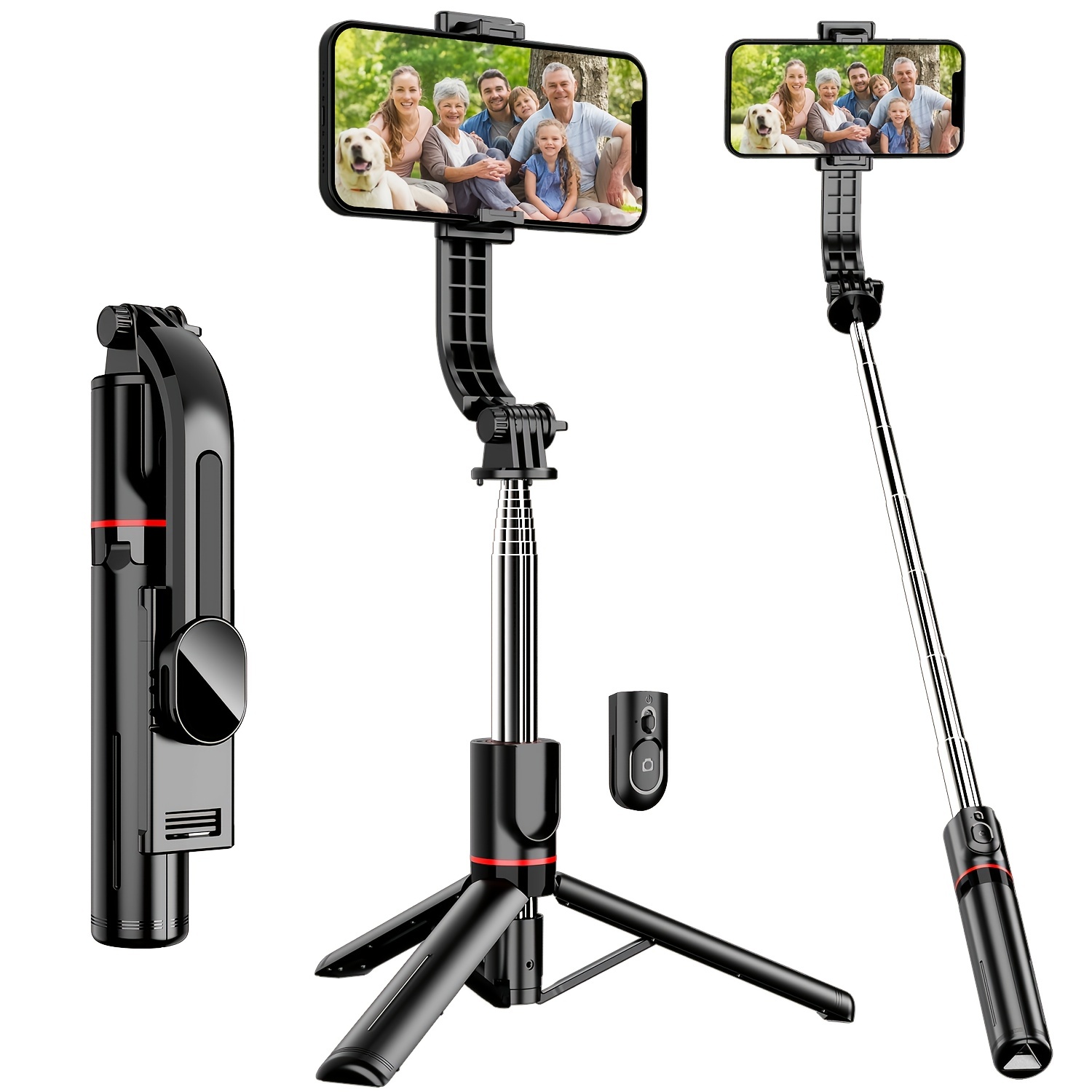 Trépied/Perche à selfies 3 en 1 - Noir - Trépied Smartphone Vlog