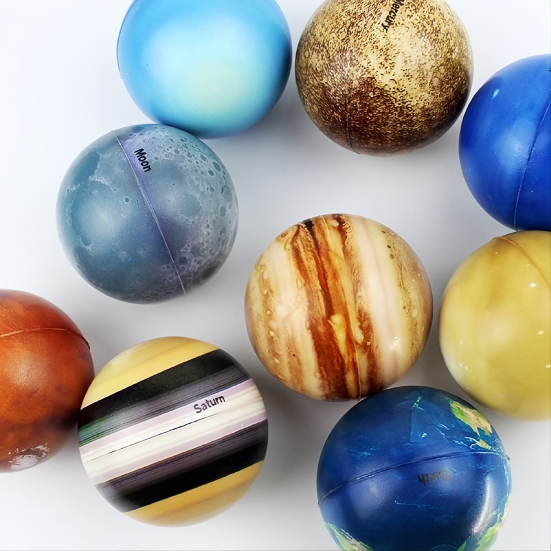 10 Pcs Solar System Planet Balls Stress Relief Educational Toys Safe Sponge  Solid Soft Ball Ideal Bouncy PU Ball Toy Gifts