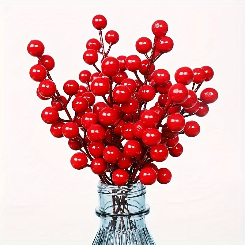 Artificial Berries Stem Berry Picks Ornaments Mini Fake Red - Temu