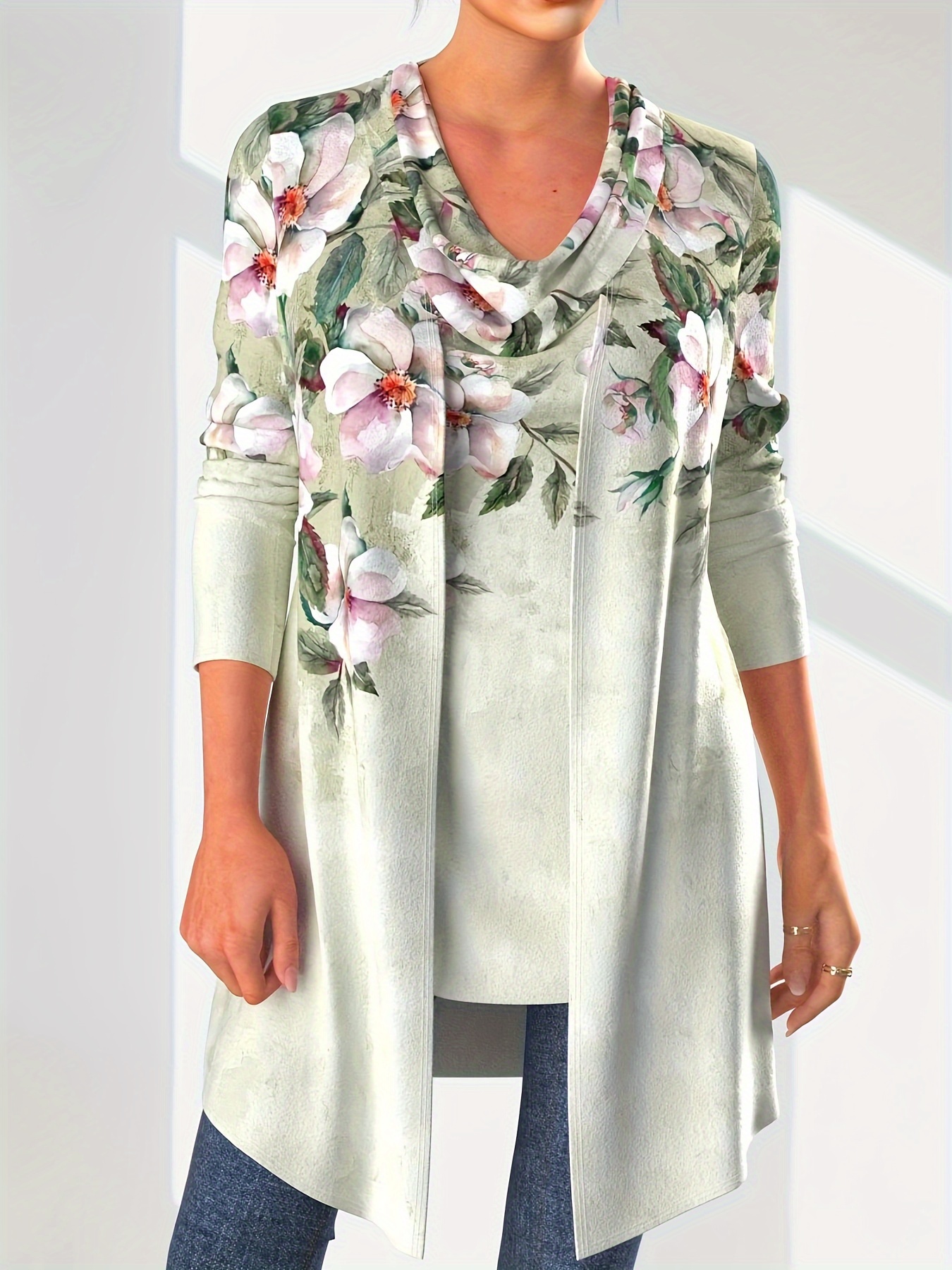 Plus Size Elegant Outfits Set Women's Plus Floral Print One - Temu Canada