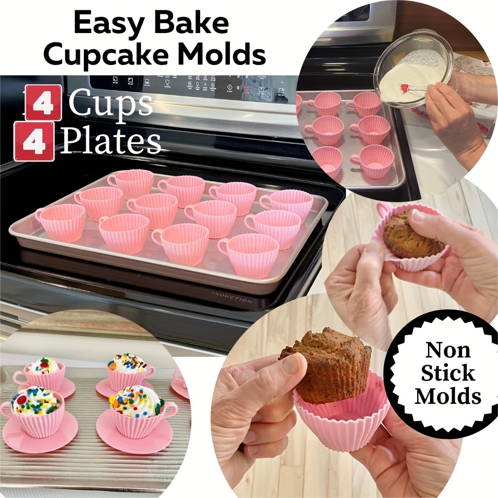 1pc 32.4*21.7*2.4cm Silicone 24 Pieces Muffin Cups Cake Mold Nordic Green  Dishwasher Safe, Oven, Easy Wash