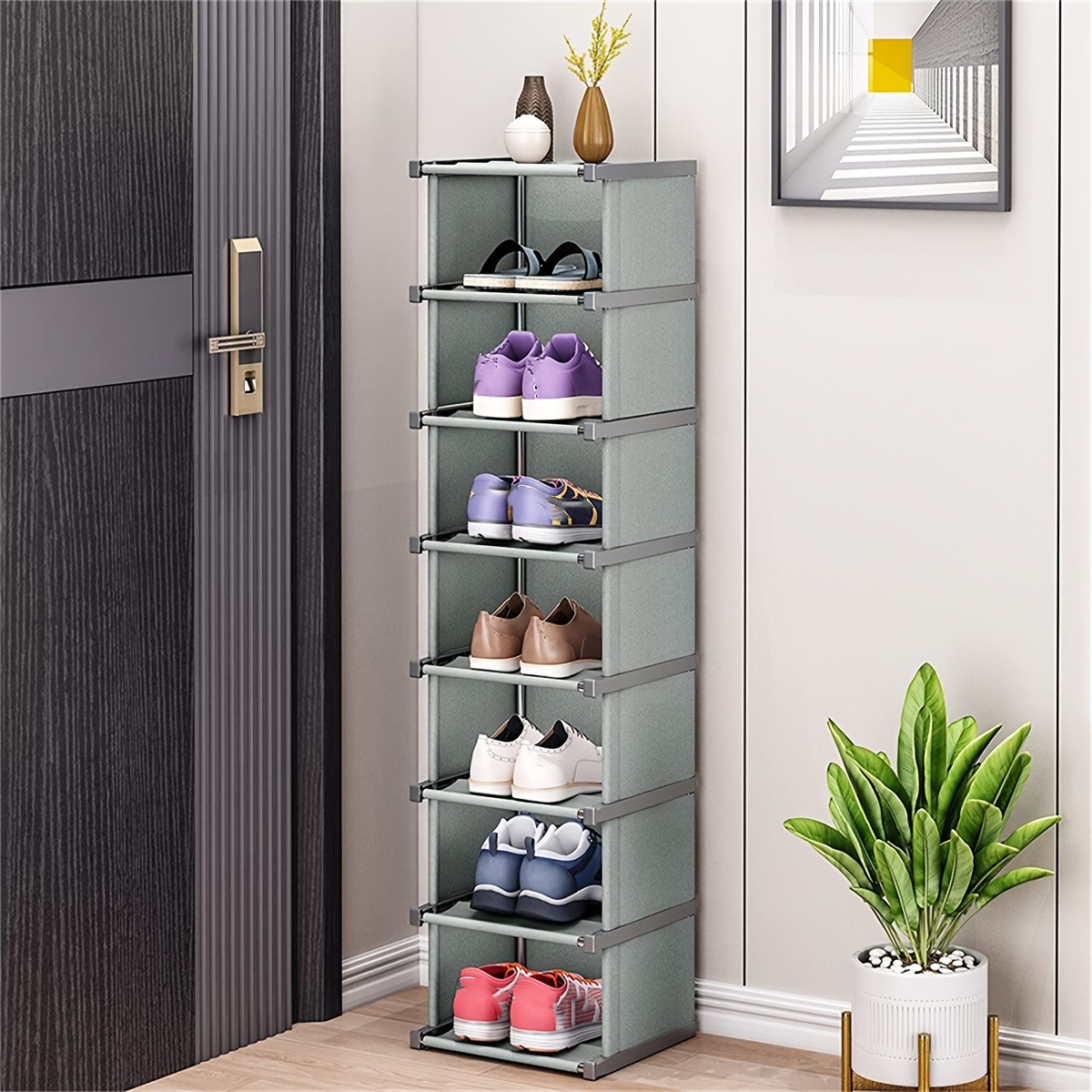 4 Row & 8 Tier Shoes Rack, Organizer For Shoes And Boots, Metal Shoe Rack  Organizer, Space Saving Shoe Cabinet, Suitable For Entryway Closet Garage  Bedroom Cloakroom, Easy To Assemble - Temu Australia