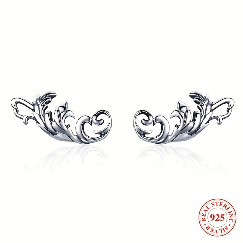 

S925 Sterling Silver Hypoallergenic Retro Flower Shaped Stud Earrings Hypoallergenic Jewelry Vintage Elegant Style Delicate Gifts