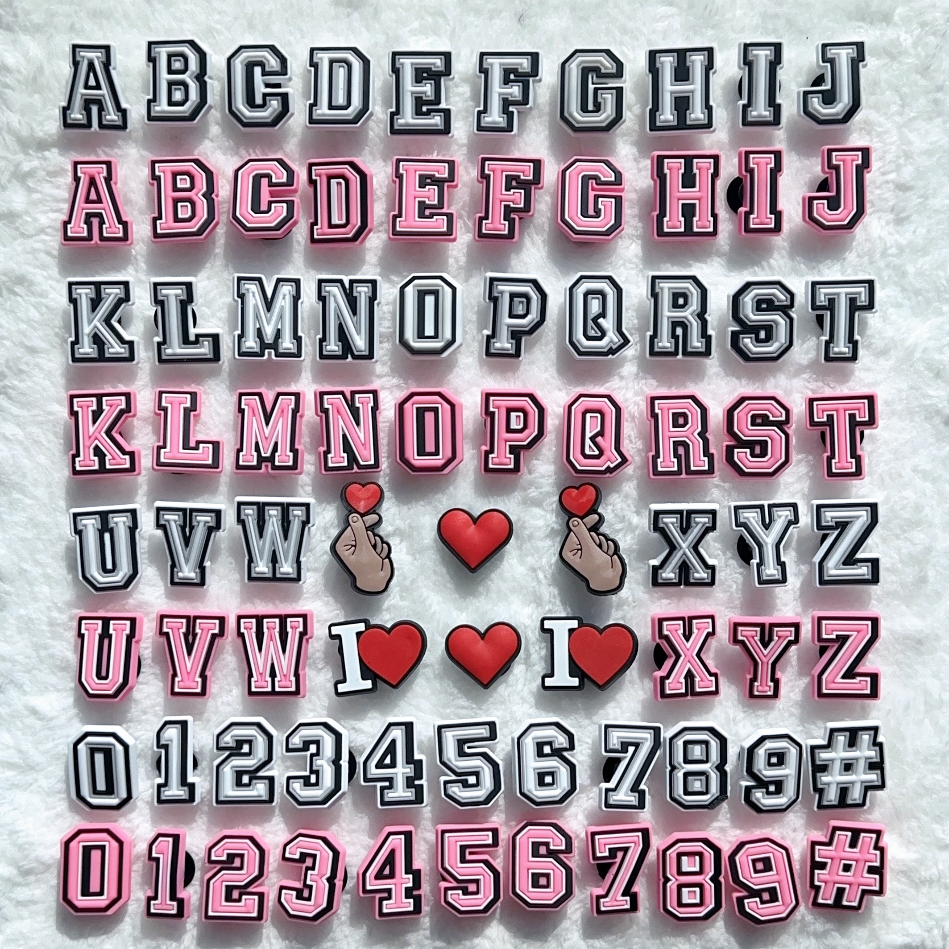 Pink Letters - Jibbitz Charms for Crocs shoes - Alphabet Names Letters  Initials