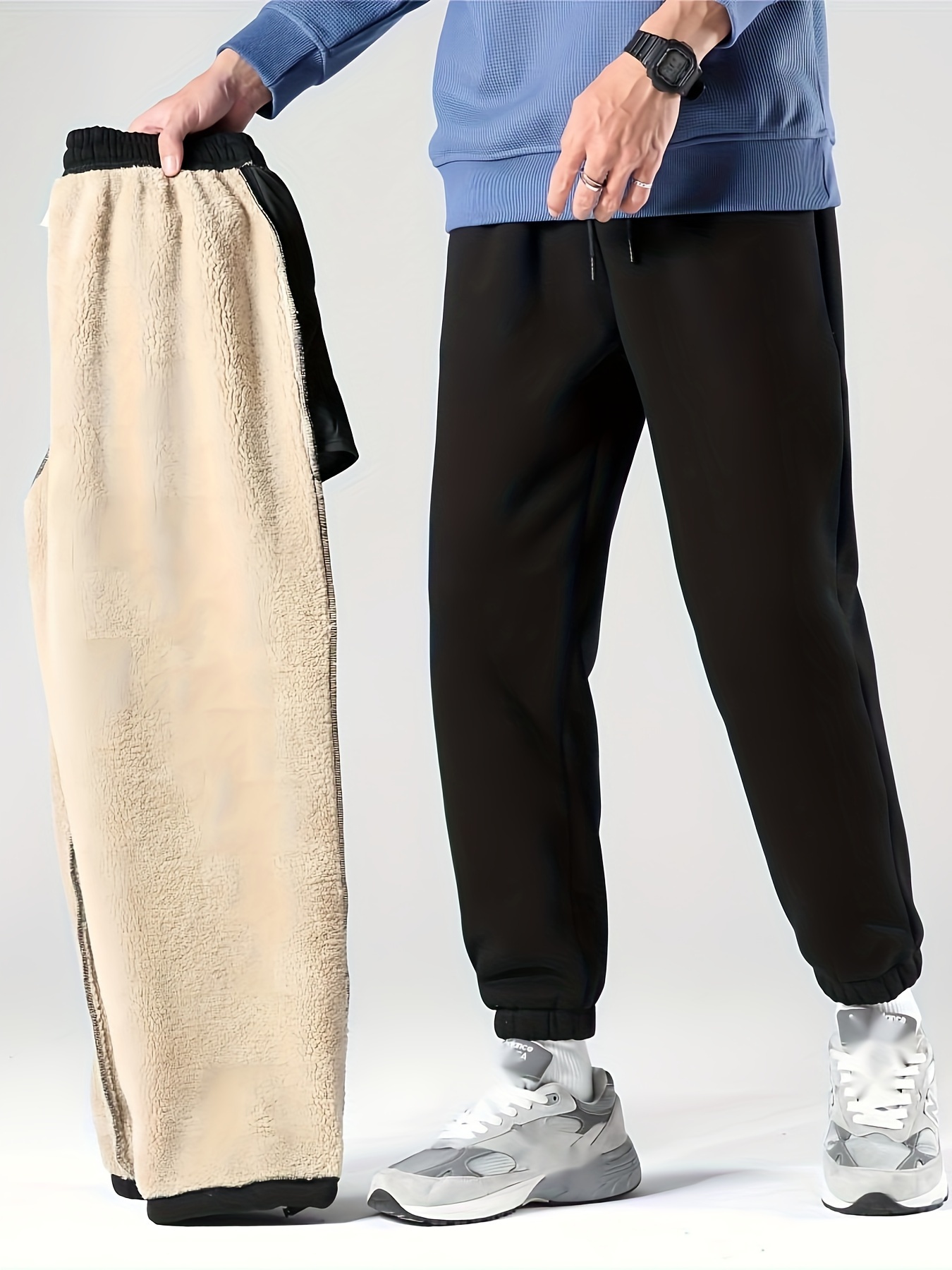 Men's Thermal Fleece Pants Casual Warm Joggers Fall Winter - Temu