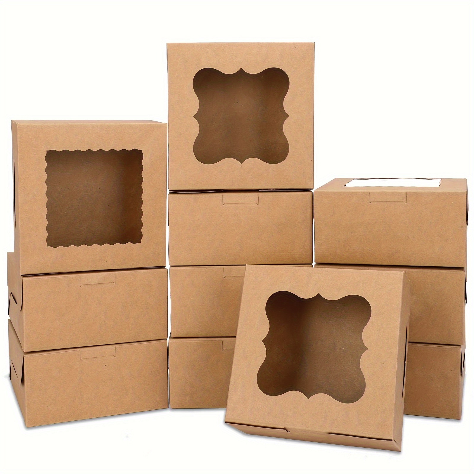 Paper Charcuterie Boxes With Clear Lids Brown Cookie Boxes - Temu