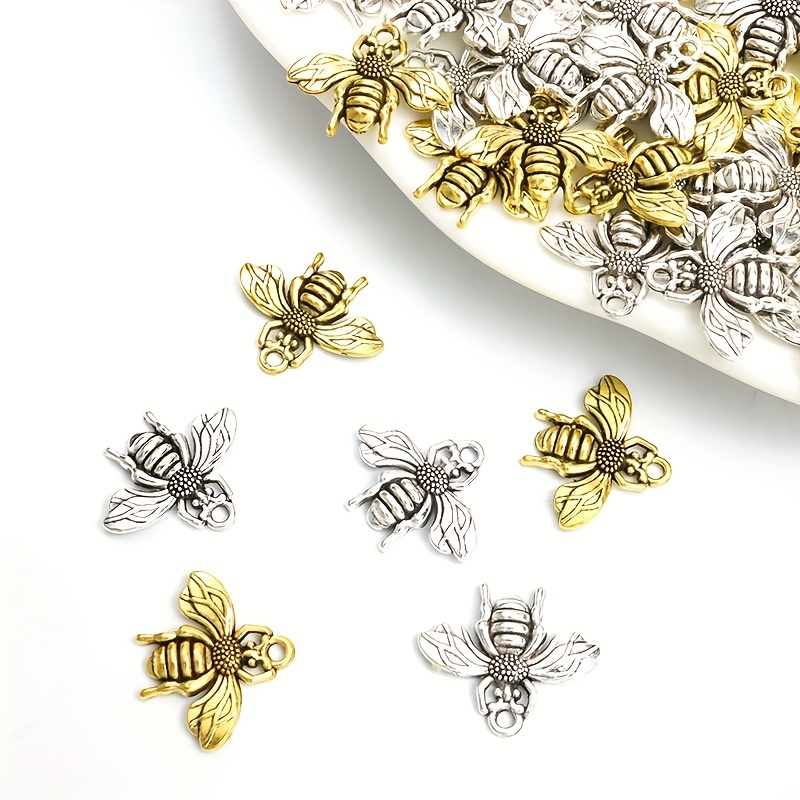 Dropship 10/30pcs Golden Bee Shape DIY Ear Pendant Necklace Bracelet  Pendant Jewelry Accessories to Sell Online at a Lower Price