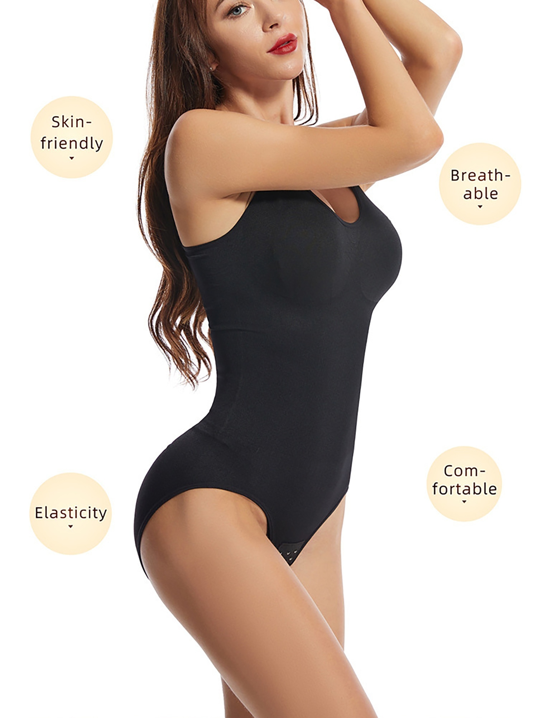 2 Pcs Bodysuit Shapewear for Women Tummy Control Seamless Sculpting Thong Body  Shaper (X-Small/Small) Beige and Black at  Women's Clothing store