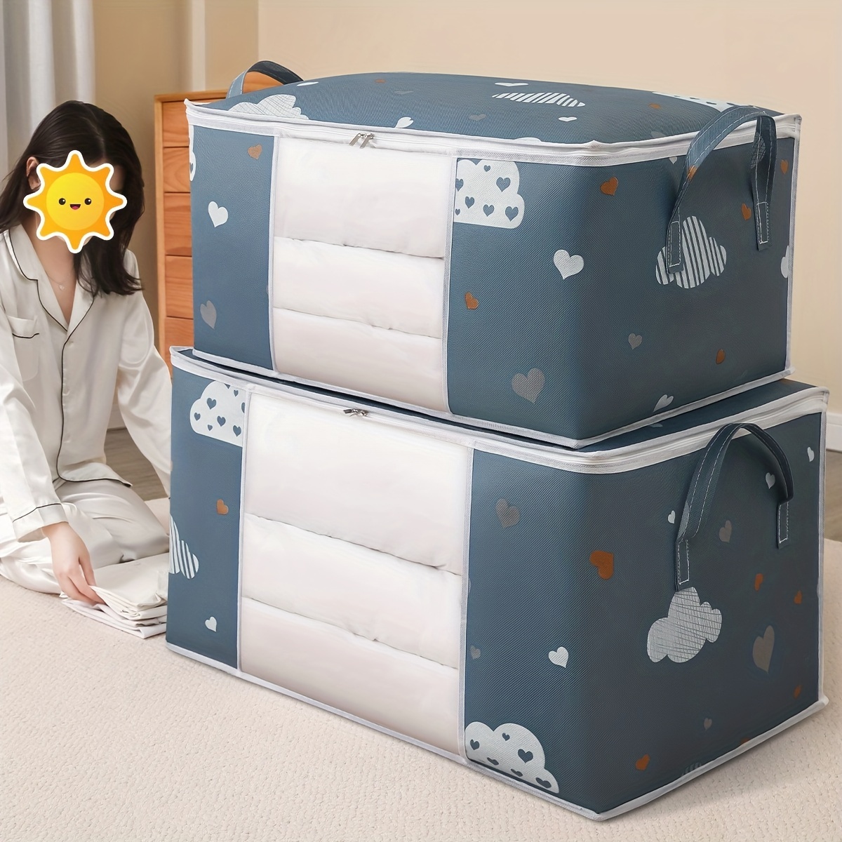 Blanket Storage Bags With Zipper Foldable Comforter Storage - Temu