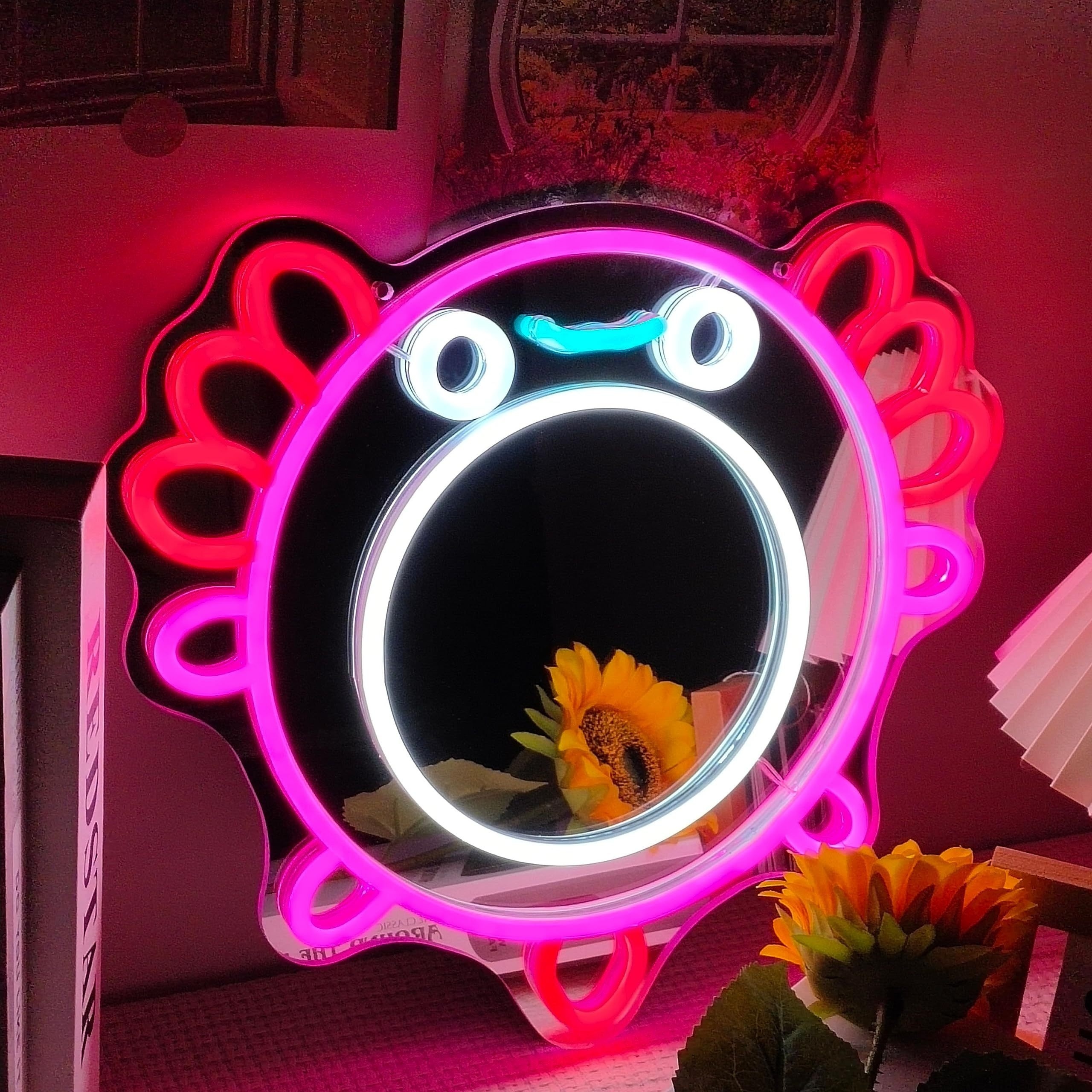 1pc Miroir Neon Sign Light Anime Cute Mouse Chambre Mur - Temu France