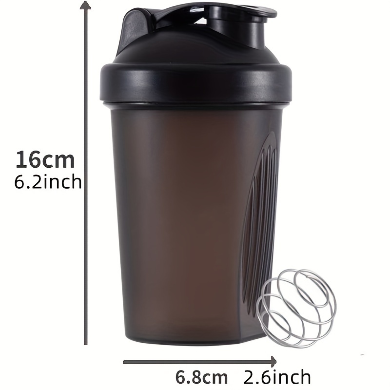 1pc 400ml Blender Shaker Cup With Stainless Whisk Ball, Portable Plastic  Leakproof Water Bottle For Protein Powder Workout Gym Sports Fitness