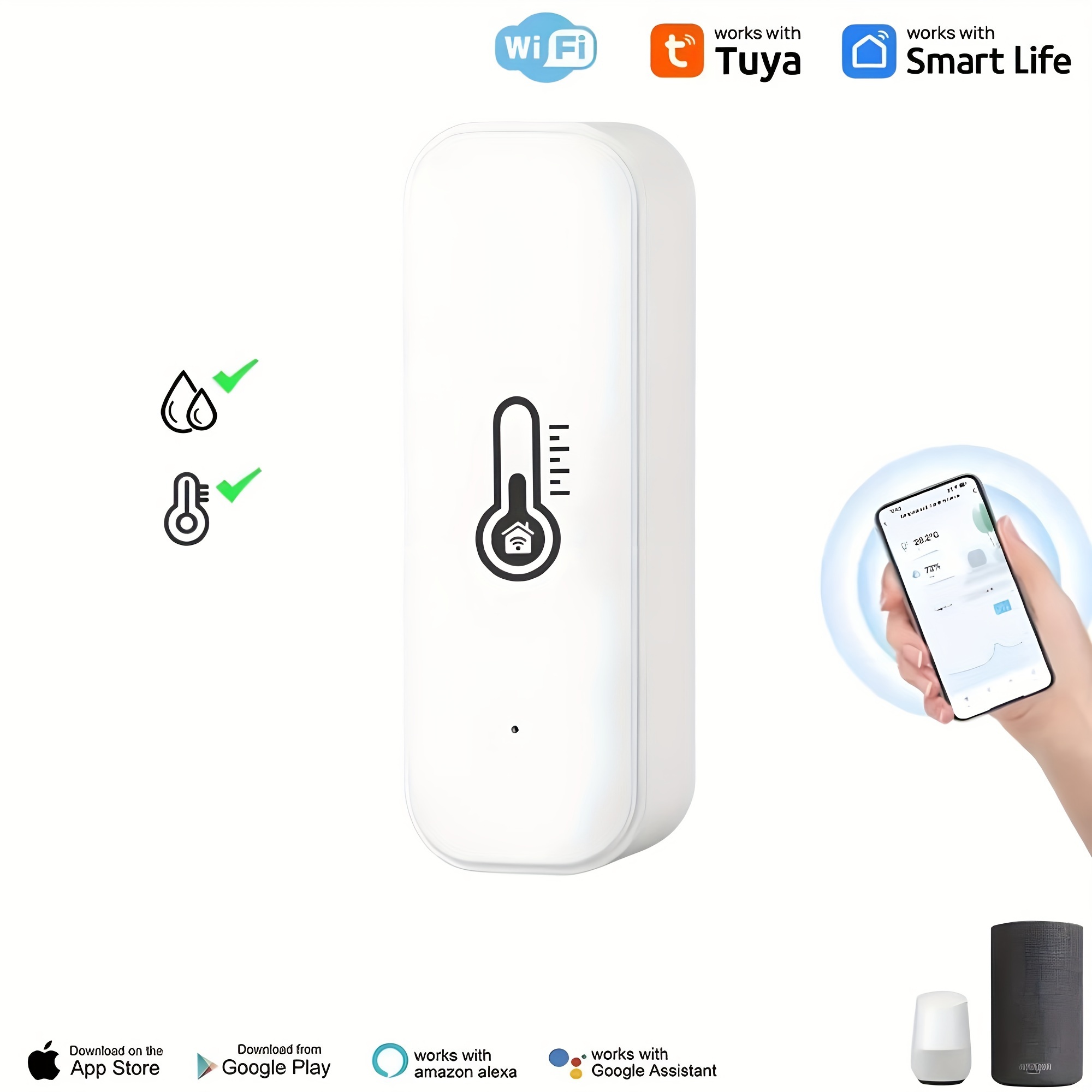 Tuya Smart Sensore Di Temperatura E Umidità Indoor Meter WiFi Smart Life  APP Monitor Remoto Per Smart Home - Temu Italy