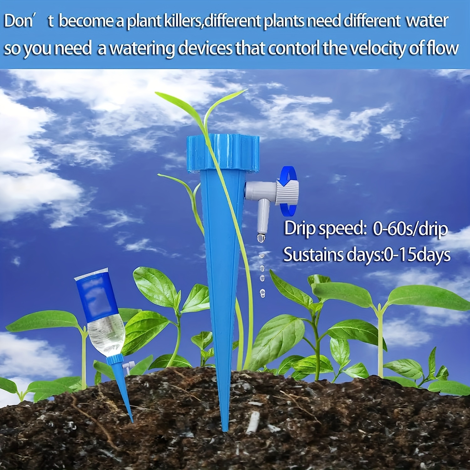Automatic Watering Device Water Seepage Device Lazy Watering Device for Flower Pots and Plants Water Dripper Watering Device with Automatic Control of Water Dropping Speed, a Set of 10pcs