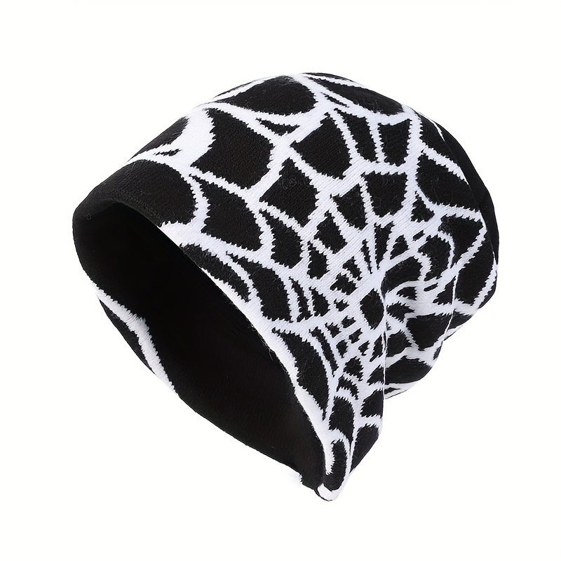 Spider Pattern Knitted Winter Hat - Halloween Gift