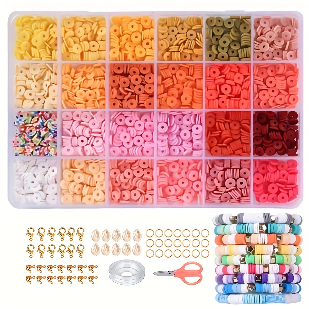 Clay Bead Sets With Shell Lobster Clasp Elastic Thread - Temu New