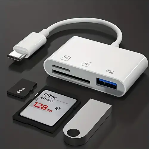 Lecteur de carte Lightning vers SD TF 4 en 1 - Kit adaptateur pour appareil  photo Lightning USB Lecteur de carte SD TF, câbl