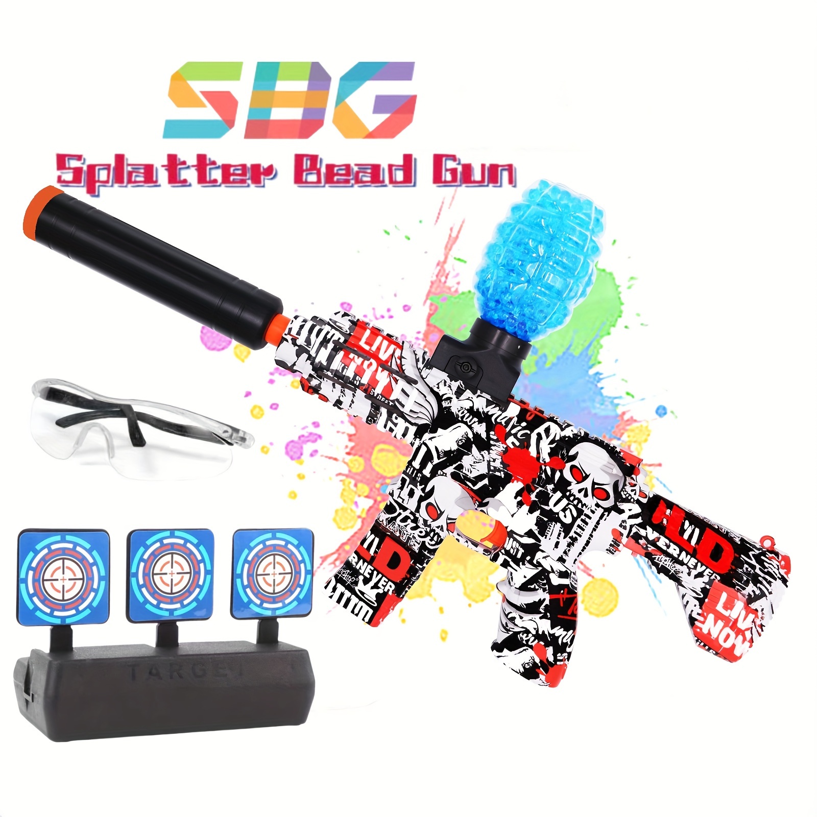  Pistola de bolas de gel, pistola de juguete eléctrica de bolas  de gel con 2 baterías recargables, juguete automático de bolas de gel para  juegos de disparos al aire libre, juguete