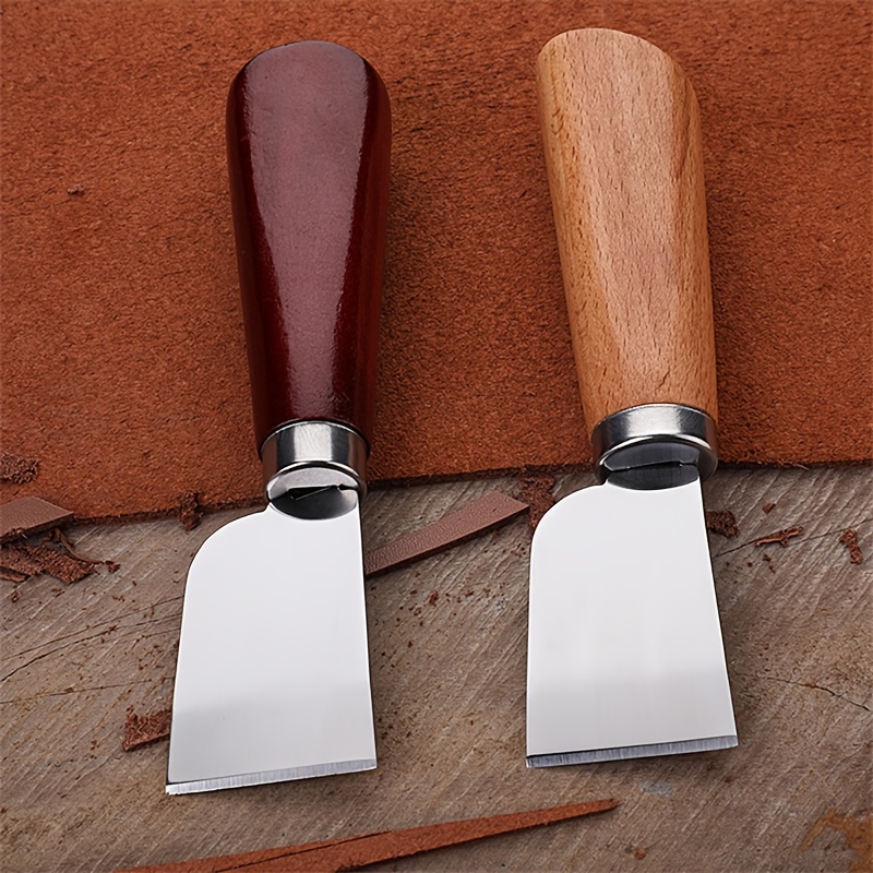 Diy Leathercraft Tool Wooden Handle Stainless Steel Leather - Temu