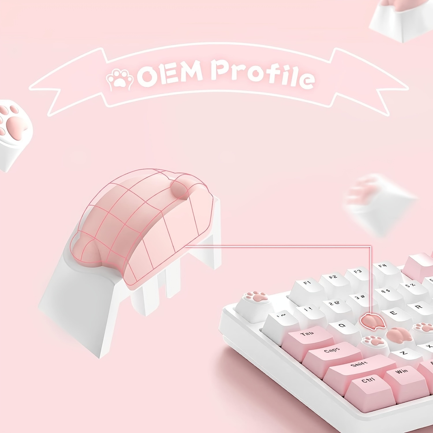 Custom Cute Cat Claw Butt Shape Pbt silicone Keycaps Set - Temu