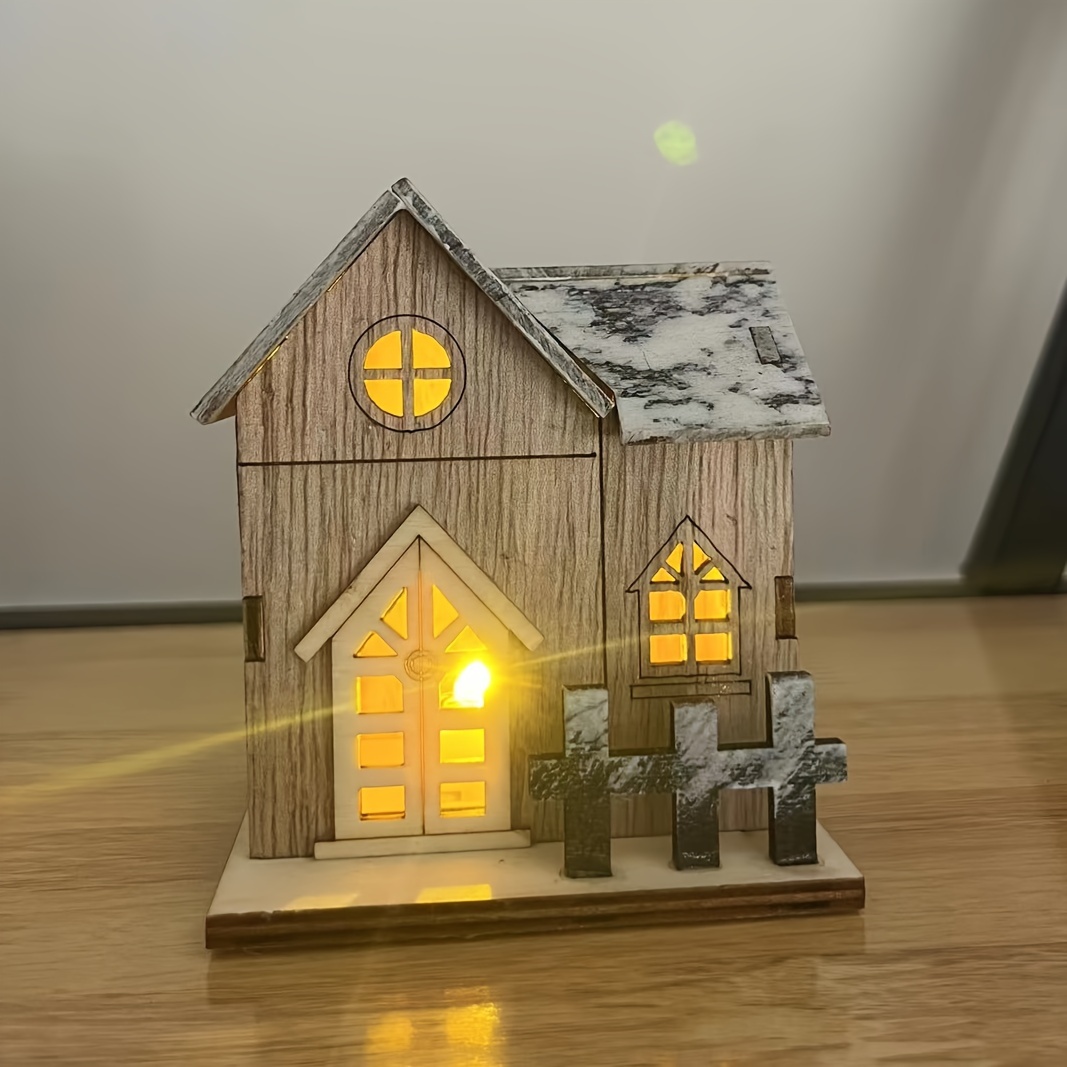 Christmas Wooden Luminous Small Wooden House Decor Small - Temu
