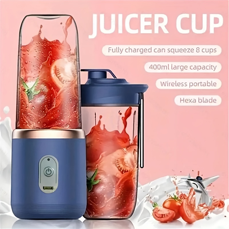 Personal Portable Blender Mini 6 Knife Juicer Smoothie Mixer USB Household  Small Charging Portable Student Fruit Veggie Juicer Cup 380ML/13.4OZ 