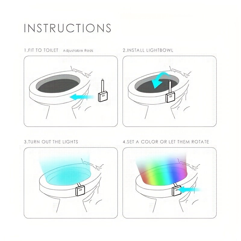 8 Color Led Toilet Night Light Motion Sensor Bowl Glow Sensing