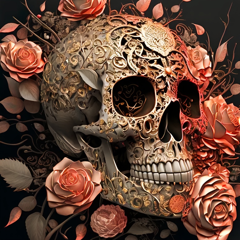 Flower Skull Halloween Diy Diamond Paintings For Adults - Temu