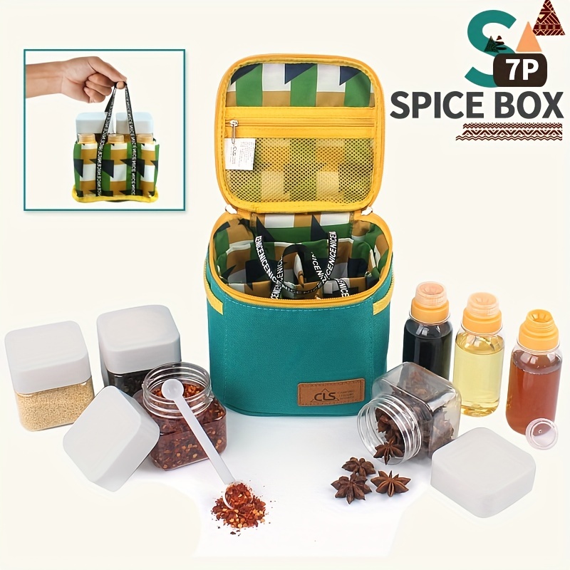 Travel Spice Box Camping Spice Box Portable Spice Box Camping Salt Pepper Shaker Camping Spice Box Seasoning Organizer with Bags for Home Kitchen