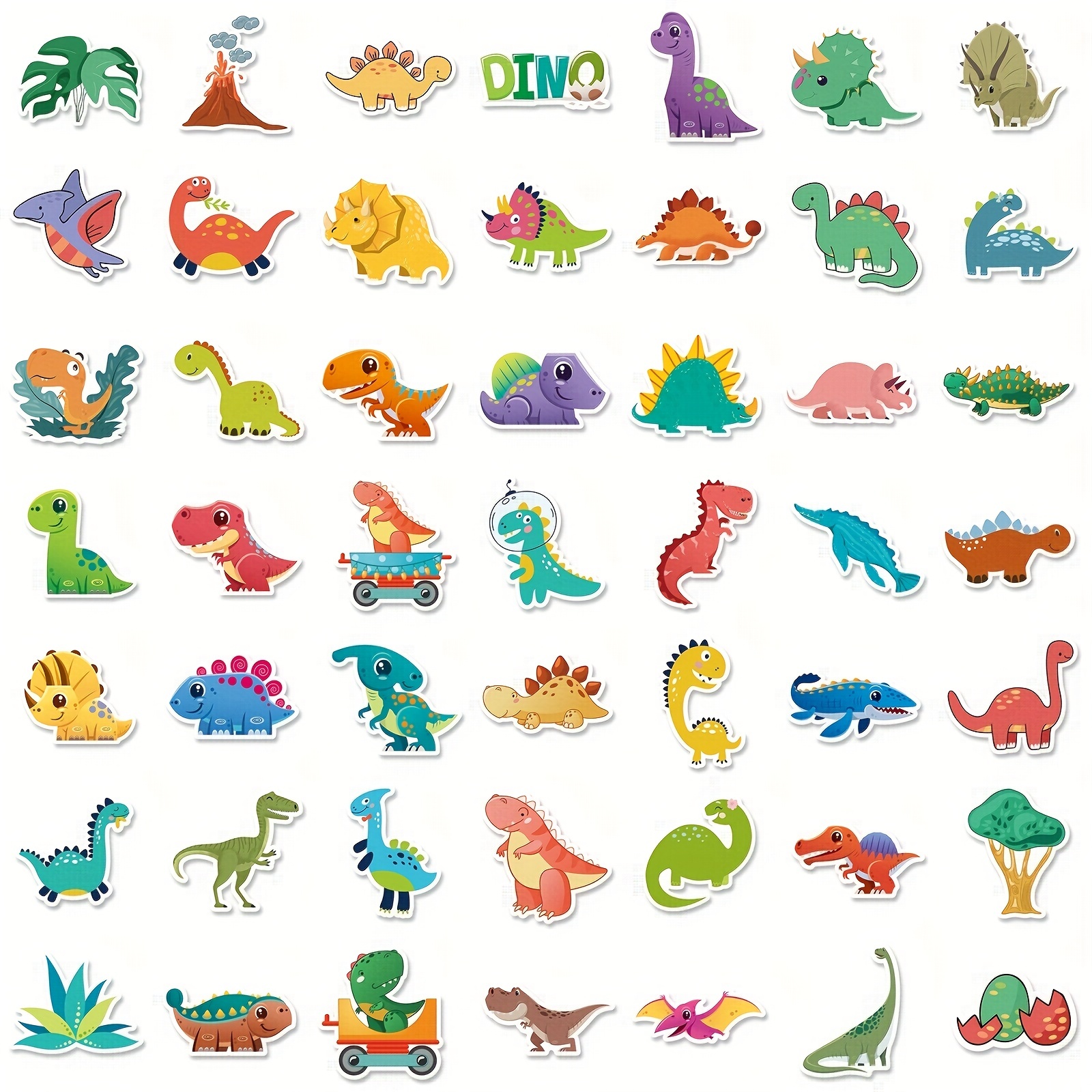 50 pegatinas de dinosaurios, lindas pegatinas impermeables de dibujos  animados para niños, para papelería, equipaje, recompensas de enseñanza ER